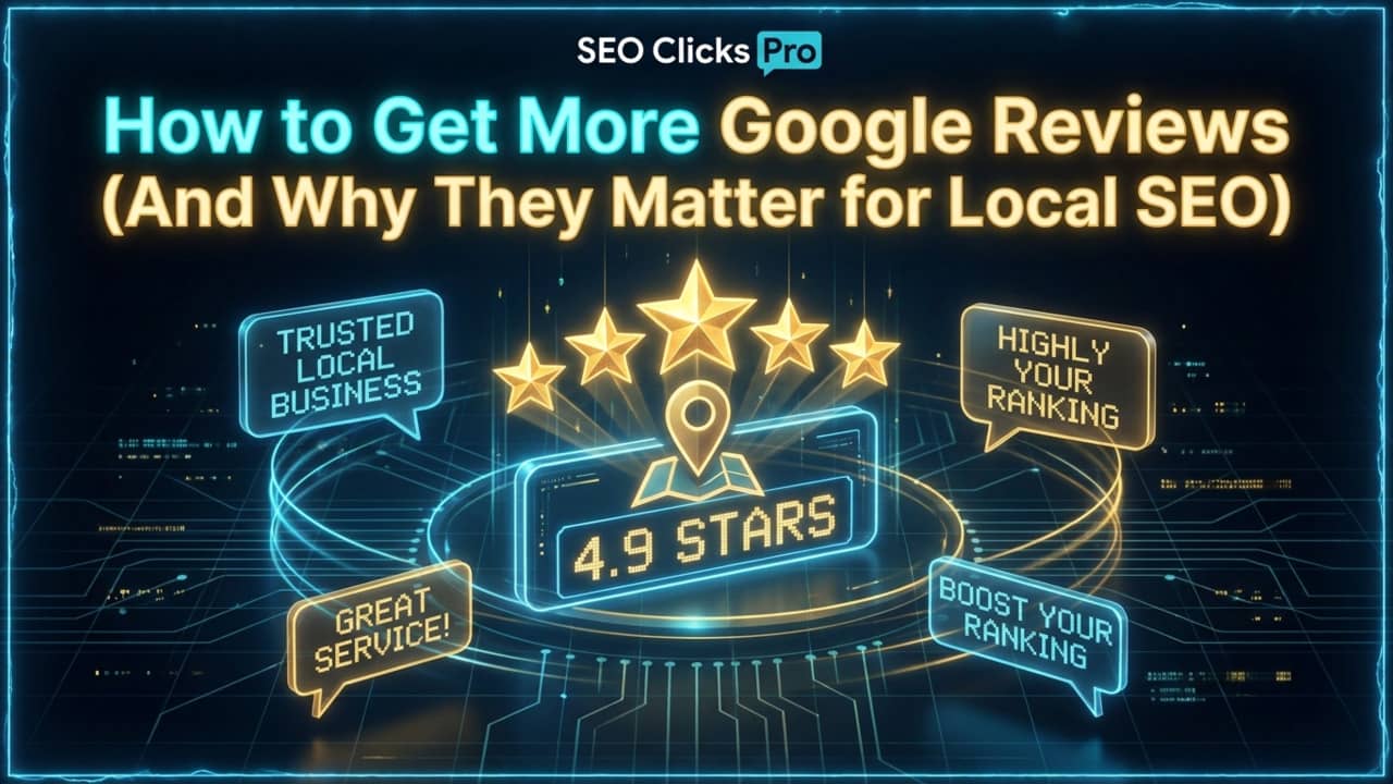 Bespoke SEO Clicks Pro Google review growth visual with trust and local-search signals.