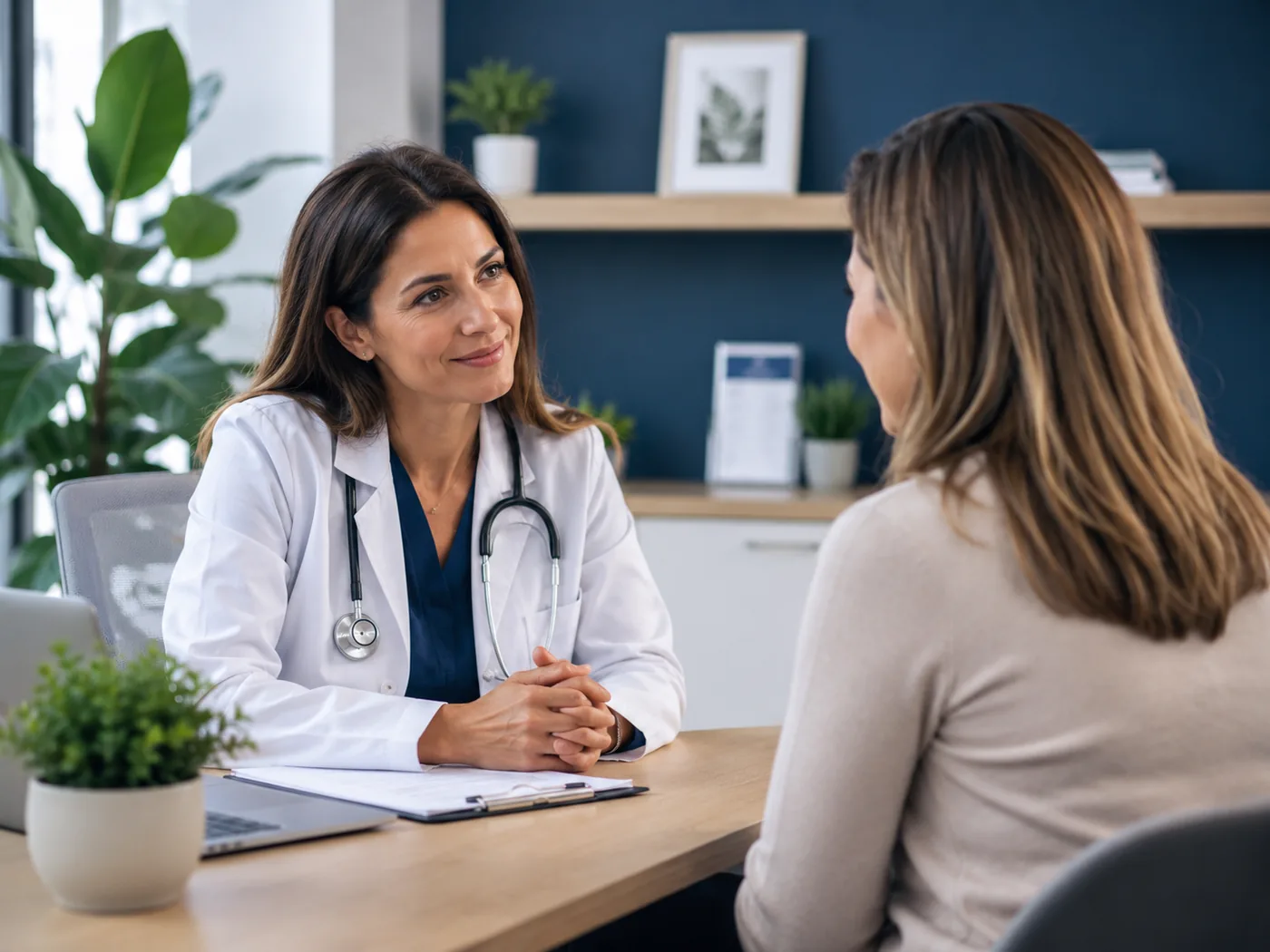 Doctor speaking with a patient in a modern consultation room