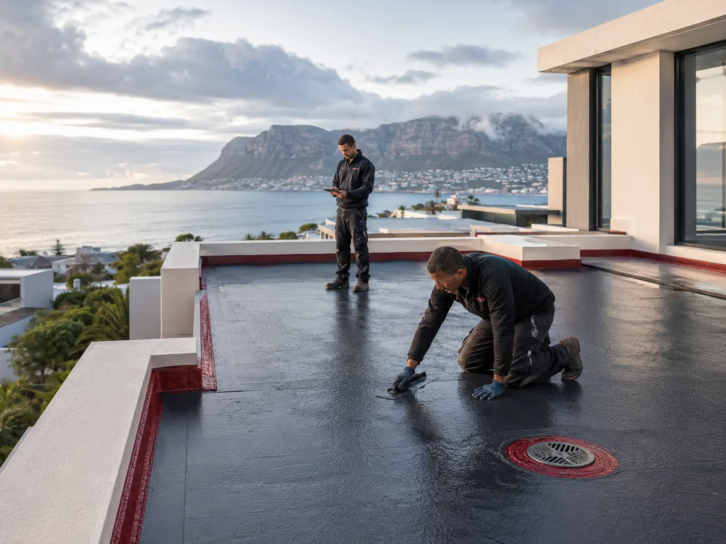 Seamless waterproofed flat roof