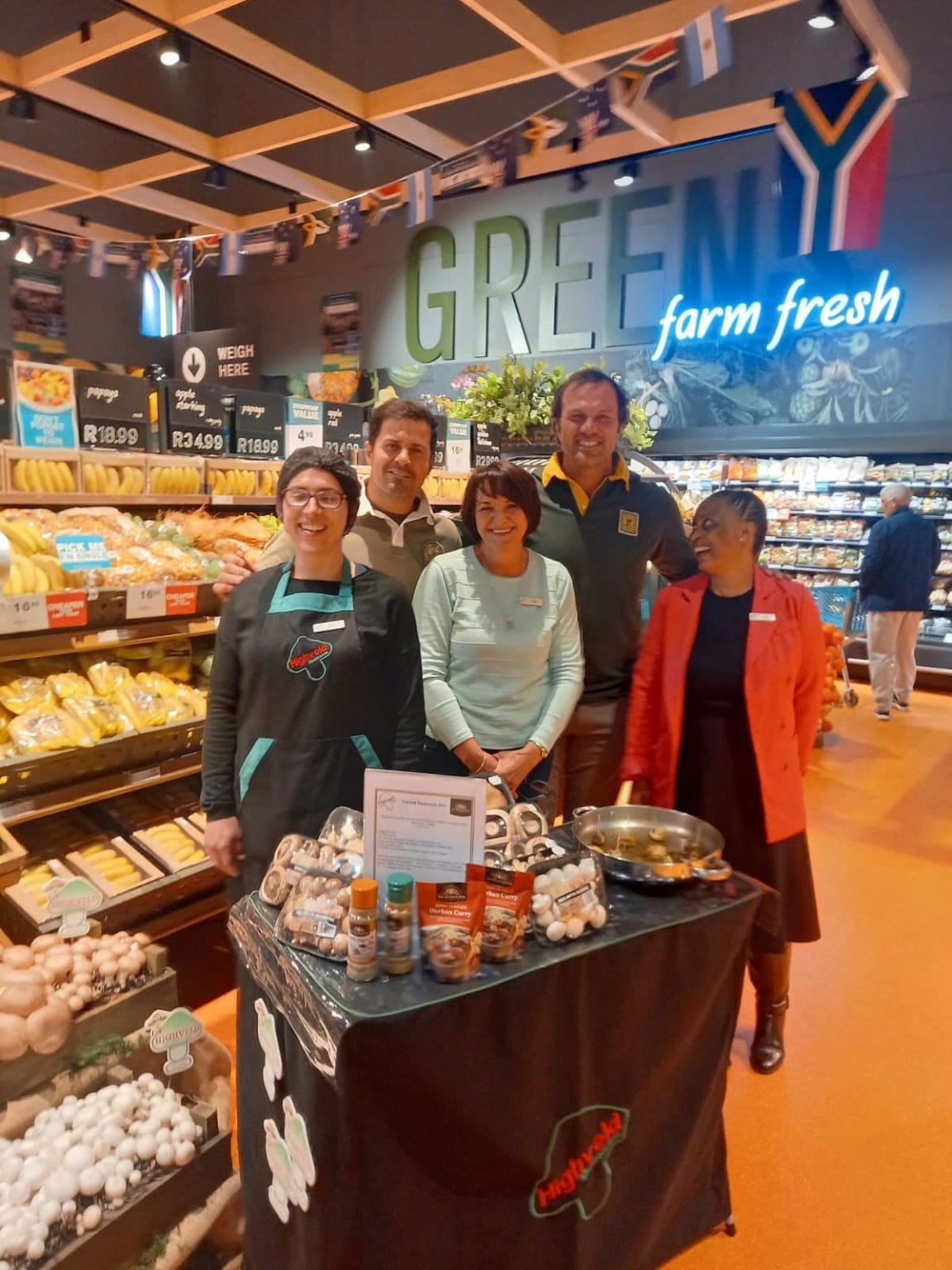 Highveld Mushrooms inland sales team at a retail promotion
