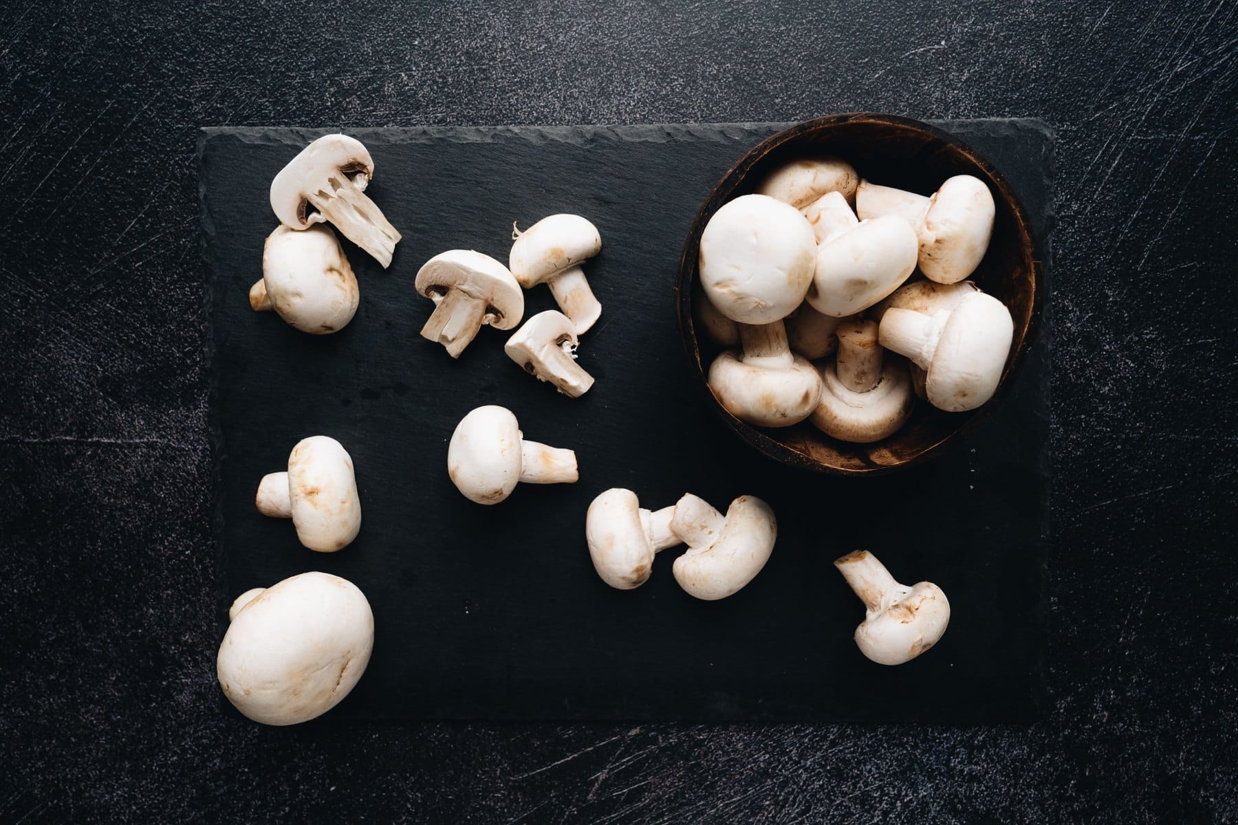 Fresh medium button mushrooms
