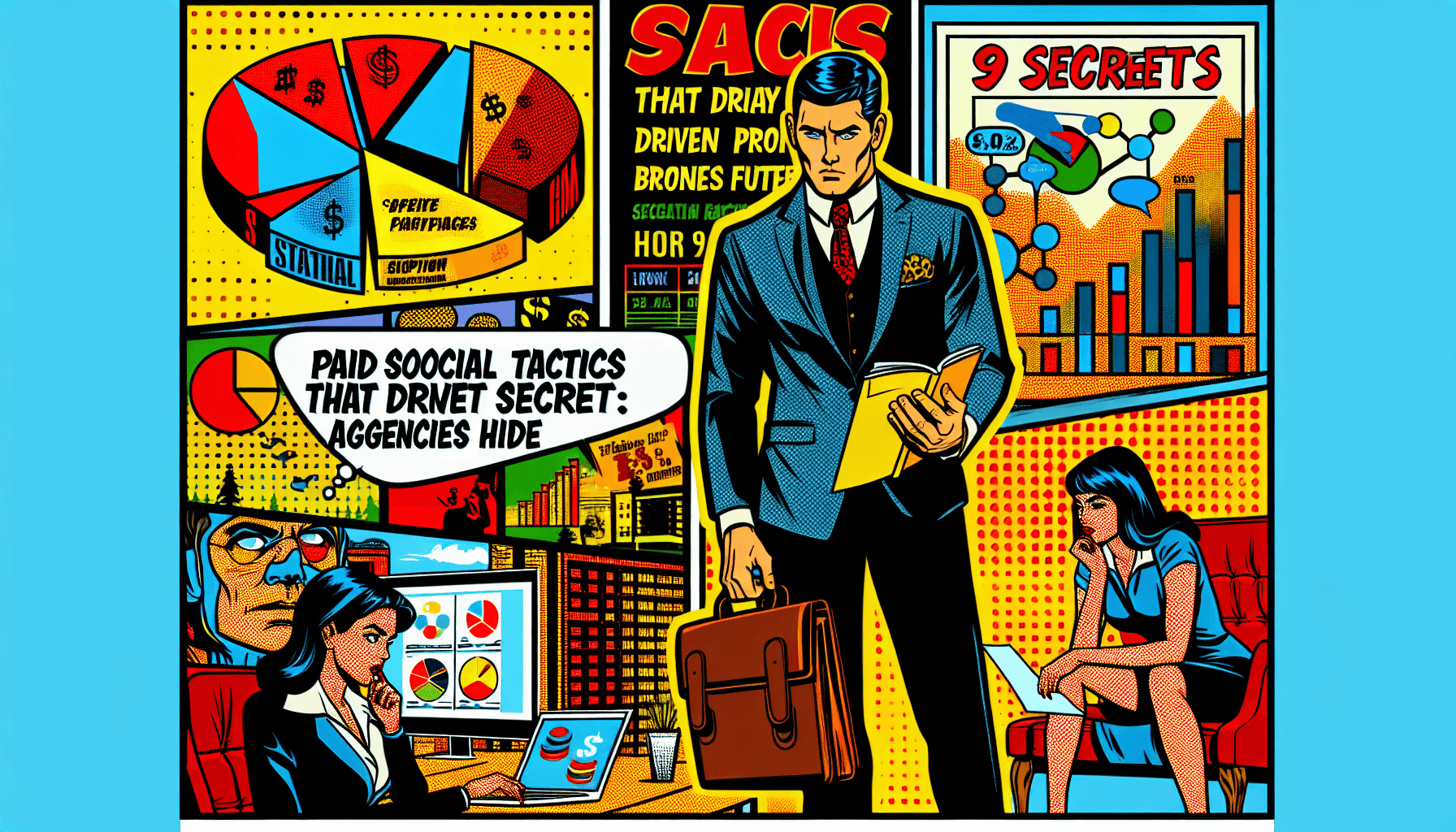 Illustration of a business professional analyzing SEO and digital marketing data on multiple screens, emphasizing SEO strategies, analytics, and digital marketing insights.