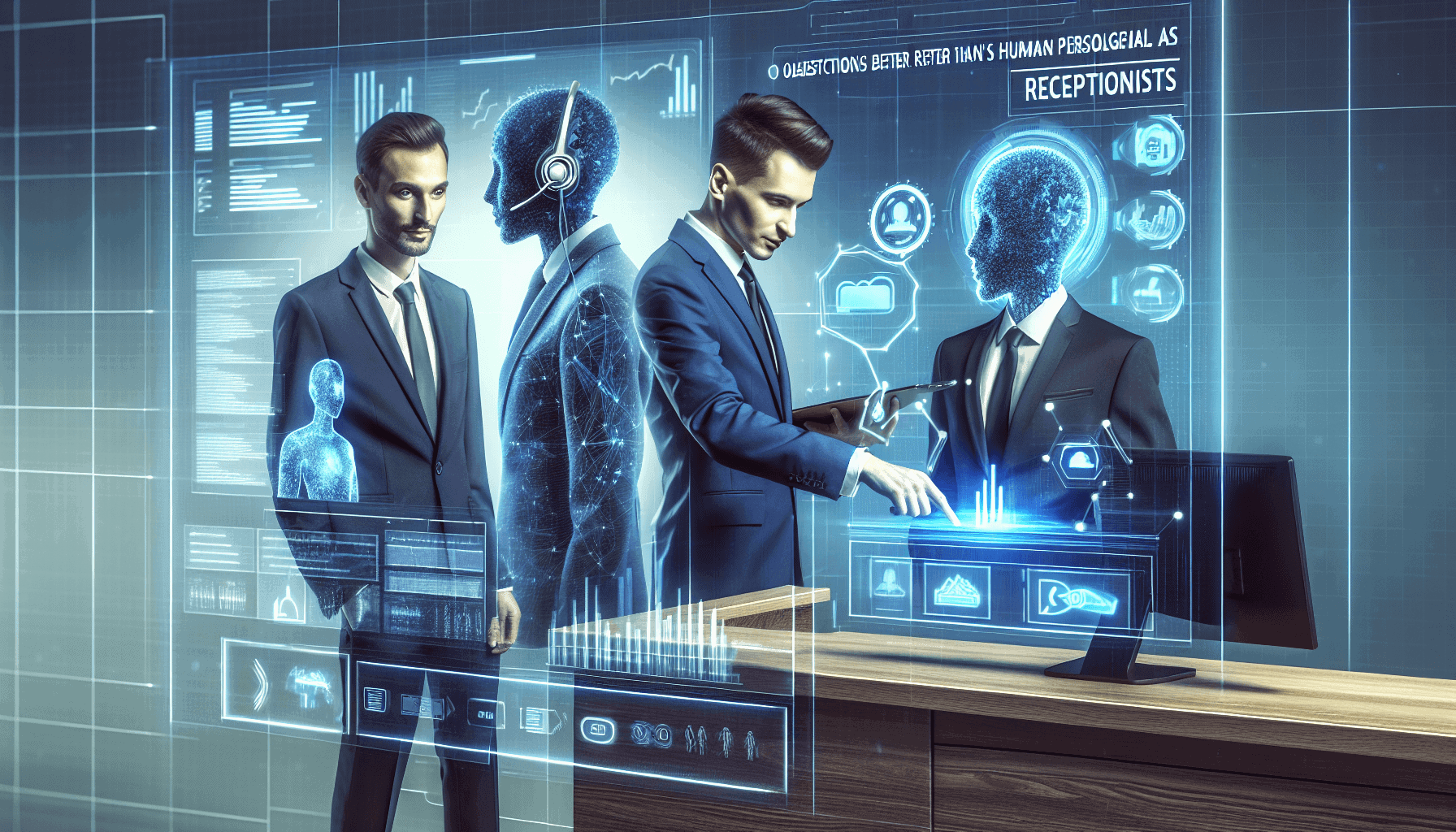 AI receptionists using advanced technology to handle customer objections efficiently, showcasing automation and AI-driven customer service solutions.