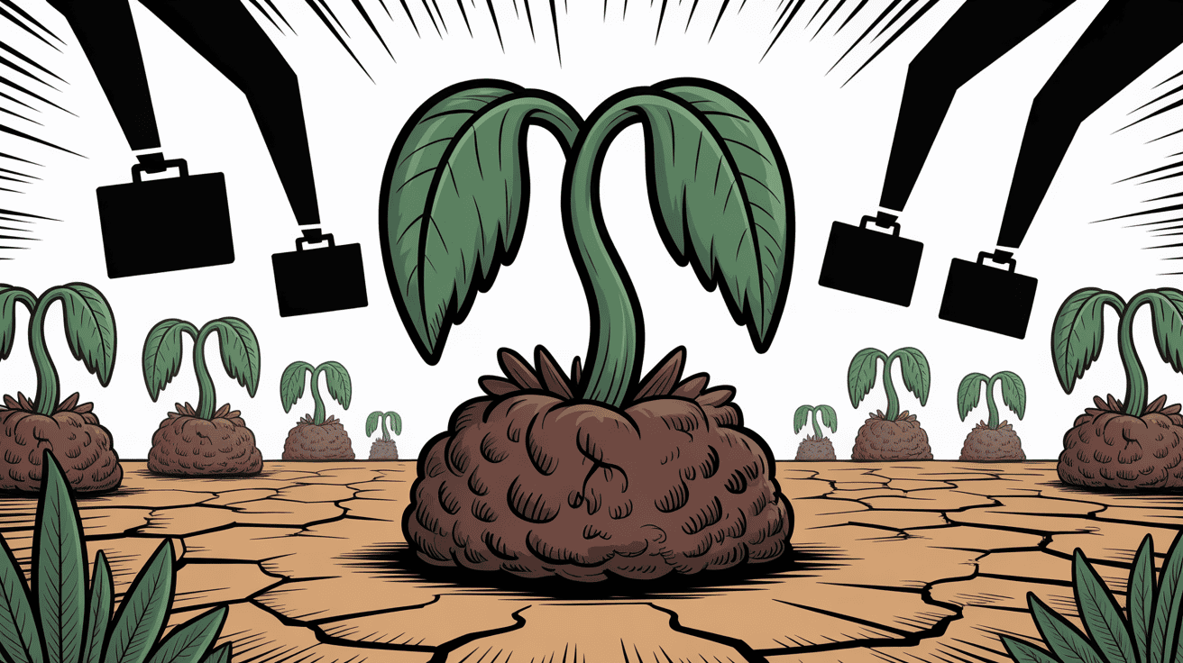 Growing plant sprouting from soil with multiple seedlings, symbolizing growth and SEO success, on a cracked earth background, representing SEO Clicks Pro's digital marketing expertise.